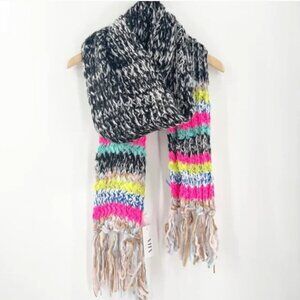 COLLECTION EIGHTEEN XIIX Scarf Chunky Knit Yarn Boho Bright Multi Oversized NWT